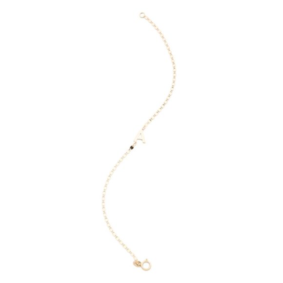 GOLDEN CLEF  Italy 14k Gold Initial Mirror Chain Delicate Bracelet - Picture 1 of 2